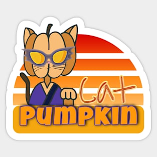 Cool Cat Pumpkin Sticker